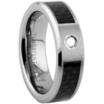 Tungsten Ring with Diamond & Carbon Fiber 2
