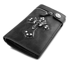 Genuine Leather Wallet - Cross w/ Fleur De Iise