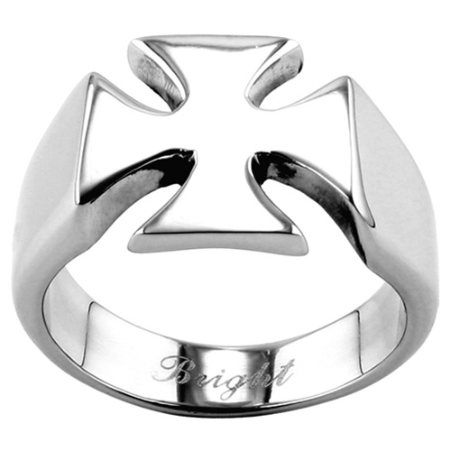 316L Stainless Steel Casting Ring   Iron Cross  