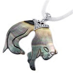Rhodium Plated Shell Pendant - Cat