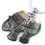 Rhodium Plated Shell Pendant - Elephant