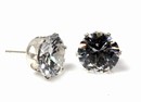 10 MM ROUND CZ STUD EARRINGS (CLEAR CZ)