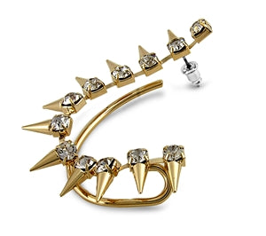 Wrap Around Cuff Fashion Earring w/ Crystal - Spike Bling Crystals