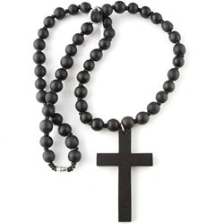 Huge Wooden Beads Cross Necklace