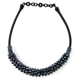Beaded Cord Necklace - Black