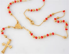 GOLD PLATED ROSARY - RED