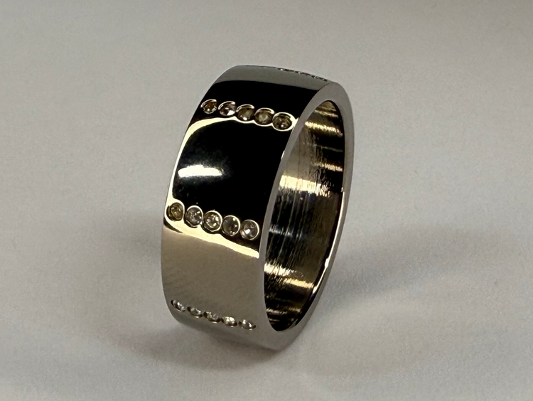 Titanium Ring w/ CZ Rows
