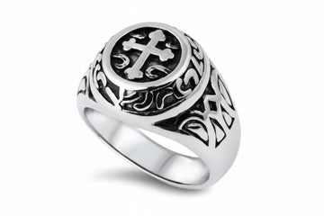 Stainless Steel Ring - Casting Ring With Crucifix Design