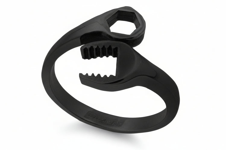 Stainless Steel Biker Ring - Black Ladies Wrench Ring