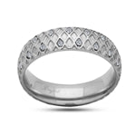 Stainless Steel Ring - Satin and High Polished Wedding Band with Clear CZ Comfort Fit