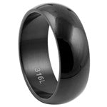 Stainless Steel Dome Shape Plain Black Ring