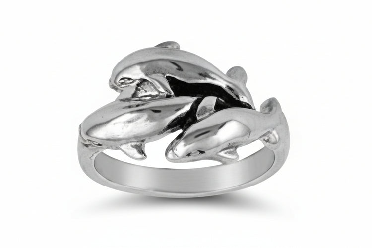 Stainless Steel Ring - Dolphins