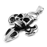 Steel Pendant - Cross with Skull