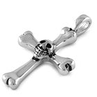 Steel Pendant - Cross with Skull