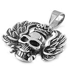 Steel Pendant - Skull with Wings