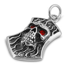 Stainless Steel Pendant - Skull w/ flame design