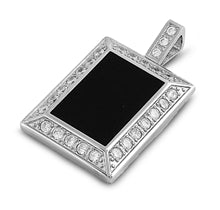 Stainless Steel Pendant - Stone and Clear CZ