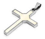 Stainless Steel Pendant - Cross w/ Stone
