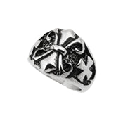 Stainless Steel Casting Ring - Fleur de Lys with Iron Cross Design