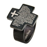 Stainless Steel Ring - Black IP  - Cross Ring