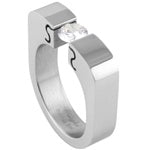 Stainless Steel Ring - CZ Tension