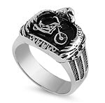Stainless Steel Ring - Eagle and Motorcycle