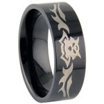 Stainless Steel Ring - Black Enamel Tribal 4