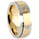 Stainless Steel Ring - Gold Rivets