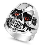 Stainless Steel Ring - Red Eyed Skull