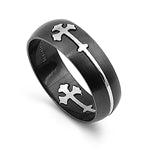 Stainless Steel Ring - Black Metal Cross Puzzle