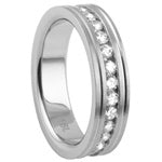 Stainless Steel Ring - Polished CZ Inlay 2