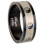 Stainless Steel Ring - Yin & Yang Enamel