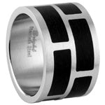 Stainless Steel Ring - Black Rectangles