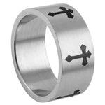 Stainless Steel Ring - Crosses Etch 2