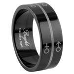 Stainless Steel Ring - Male/Female Polished Black