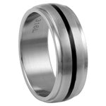 Stainless Steel Ring - Black Line
