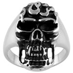 Stainless Steel Ring - Flaming Skull