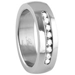 Stainless Steel Ring - Polished CZ Inlay