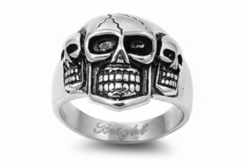 Stainless Steel Ring - Triple Skull