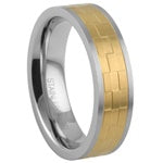 Stainless Steel Ring - Gold Checkered 6mm