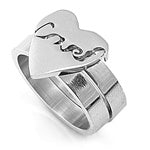 Stainless Steel - 2 In 1 Ring - Commitment Heart Love Ring 3