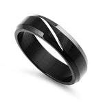 Stainless Steel Ring - Black Slotted