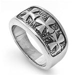 Stainless Steel Ring - Triple Cross