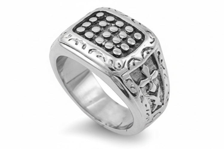 Stainless Steel Ring - Gothic Crest