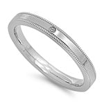 Plain Stainless Steel Ring with Design - Clear CZ