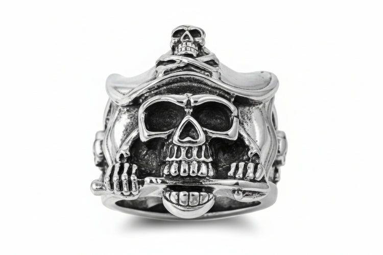 Stainless Steel Ring - Skull w/ Dagger