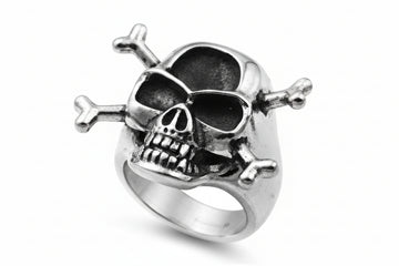 Stainless Steel Ring - Skull w/ Cross Bone