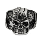 Stainless Steel Casting Ring - Skull - Skull w/ Star and Crowns