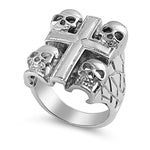Stainless Steel Casting Ring - Cross w/Skull