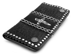 Genuine Leather Wallet - Cross w/ Skull